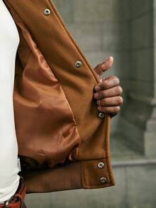 AKNOTIC Herren Lässig Jacke mit besticktem Buchstaben Muster und Farbblöcken, Langarm, Weihnachten, Silvester Glamour