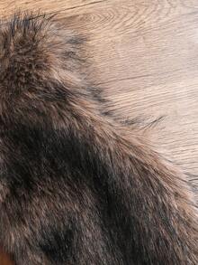 SHEIN Young Girl Furry Open Front Fuzzy Coat Sleeveless Vest - Brown - View 4