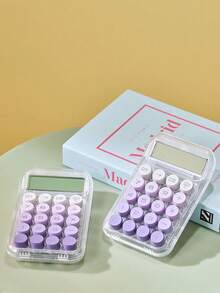 Joivida 1pc Dopamine Gradient Print Round Mechanical Calculator, 12-Digit Large Screen Suitable For Finance, Accounting, Students, Office Use, Fashionable & Feminine Design, High Quality & Cost-Effective (Random Shipment Of New And Old Versions),School Supplies,Back To School