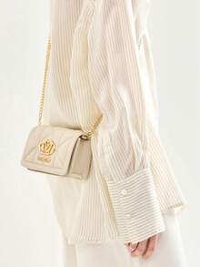 Embossed Quilt Mini Women's Crossbody Wallet Beige - Ivory - View 3