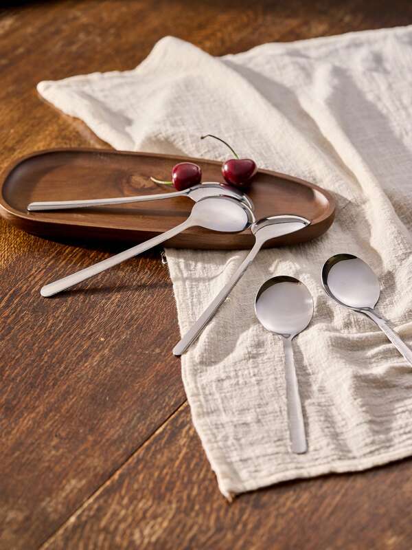 Cirelle 2/5pcs Stainless Steel Hammered Spoon Set - Perfect For Soup, Dining & Kitchen Use