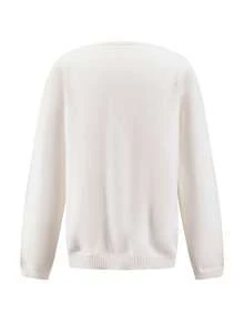 SHEIN Clasi Women's V-Neck Sequin Trim Pullover Sweater, Autumn/Winter - Beige - View 7