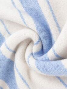 GlowEve Women's Lazy Knit Sweater, Loose V-Neck Knitted Top With Scarf Set, Cozy Winter - Blue and White - View 12