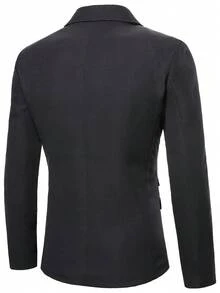 Manfinity Bizformal 男士翻领长袖外套和裤子休闲西装套装 - 黑色 - 查看 5