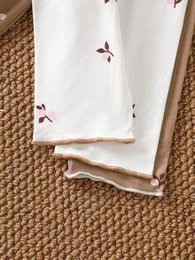 SHEIN 女婴碎花长袖上衣和裤子两件套，荷叶边领，秋冬款 - 彩色 - 查看 4