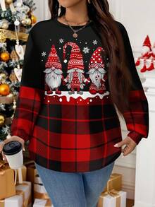 EMERY ROSE Sweatshirt Wanita Ukuran Besar Motif Natal Minimalis Kasual, Musim Gugur & Musim Dingin - MultiWarna - View 3