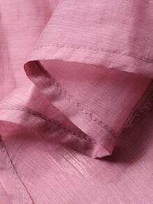 DAZY Women's Bowknot Cuff Long Sleeve Blouse, Elegant Korean Style - Pink - View 3