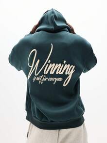 SUMWON Áo hoodie oversize thông thường có dây rút và túi giữa để mặc thường ngày - màu đen - Xem 1