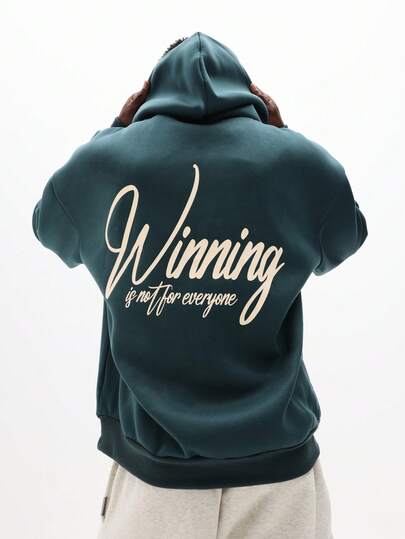 SUMWON 常规款宽松套头连帽衫，带抽绳和中央口袋，适合休闲穿着