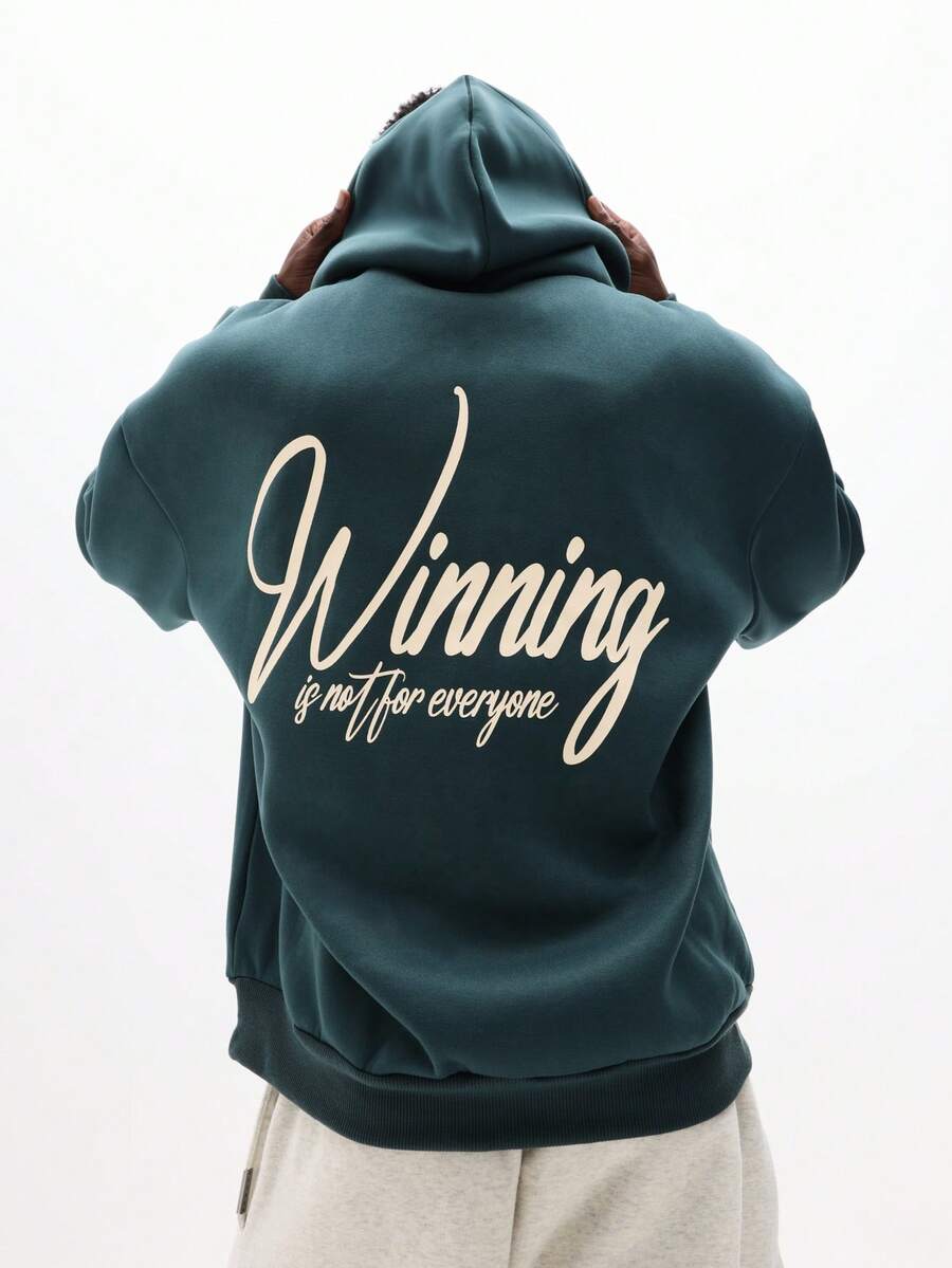 SUMWON Áo hoodie oversize thông thường có dây rút và túi giữa để mặc thường ngày - màu đen - Xem 1