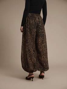 Florisole Women's Elegant Casual Leopard Print Lantern Pants Romantic - Multicolor - View 2