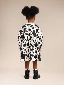 SUMWON Long Sleeve Crew Neck Sweatshirt Dress With Cow Print Pattern For Everyday Casual Wear - Multicolor - View 2