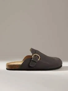 Solecia 女士时尚休闲毛绒搭扣平底鞋 - 深灰色 - 查看 1