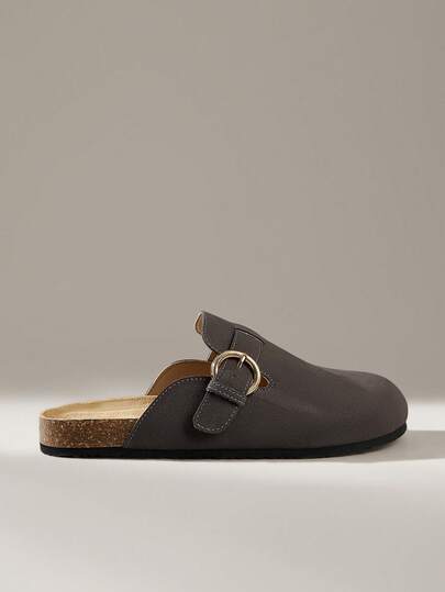 Solecia Women's Fashionable Casual Plush Buckle Slip-On Flats