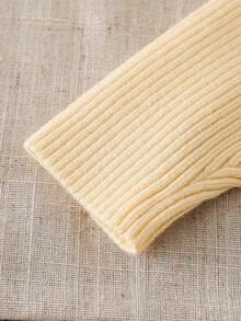 Komplet swetrów dla niemowląt/małych dziewczynek, jasnożółty i miękki żółty, swobodny, swobodny styl, wakacyjny klimat, gruby i miękki, wygodny i ciepły na jesień/zimę, odpowiedni do domu, na wycieczki, wakacje, na imprezę świąteczną, imprezę halloweenową, imprezę noworoczną - Żółty - Zobacz 6