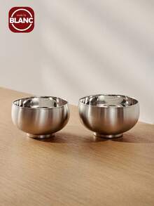 1pc 316 Stainless Steel Double Layer Anti-Scald Anti-Drop Bowl, Suitable For Adults, Children And Babies - Silver - View 3