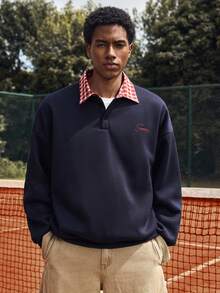 SWAVVY 男式标准套头衫，春秋季，二合一，刺绣，海军蓝 - 藍色 - 查看 1