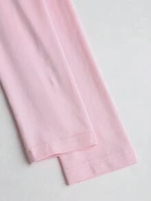 Sweetra 女士新款休闲圆领纯色咖啡棕色肩部系带蝴蝶结装饰不对称下摆腰部褶皱长袖T恤，适合春、夏、秋季通勤和外出穿着。 - 粉色 - 查看 4