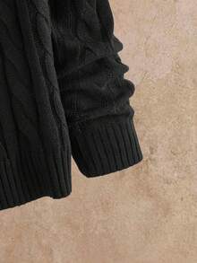 HIMLAND 男士时尚百搭圆领长袖毛衣，秋冬 - 黑色 - 查看 6