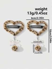 ROMWE Kawaii 2 chiếc kẹp tóc hình trái tim Y2K Retro dễ thương, thời trang dành cho sinh viên, dây chuyền ngôi sao, họa tiết da báo, kẹp tóc mái, thích hợp cho phụ nữ, trang phục hàng ngày, quà tặng ngày lễ, kẹp tóc hình móng vuốt cho ngày lễ tình nhân, kẹp tóc hình móng vuốt - Màu nâu - 45 - Xem 8