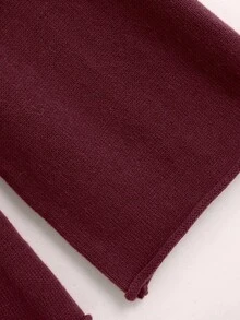 SHEIN LUNE 2件套纯色针织毛衣和裤子套装，休闲百搭，适合秋冬 - 酒紅色 - 查看 7