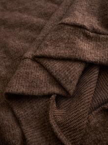 Rosumi Moletom casual plus size de cor sólida, outono/inverno - Castanho Café - Ver 8