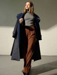 Aveloria Modichic Damen Herbst/Winter Französischer Stil Fischgrätmuster Gürtel Kragen Mantel