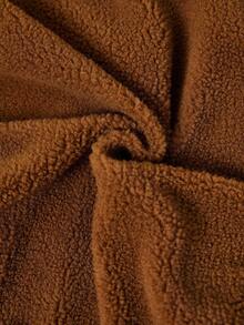 Dewbera 女士时尚加厚保暖抓绒休闲健身跑步户外长袖立领前半拉链下摆弹力褶皱瑜伽宽松棕色卫衣 - 棕色 - 查看 8