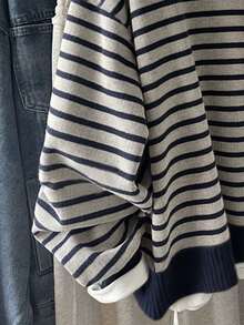 Resyla 韩版时尚百搭彩色条纹图案卫衣，适合外套、摄影、露营、秋季、冬季、返校，女士常规圆领 - 彩色 - 查看 3