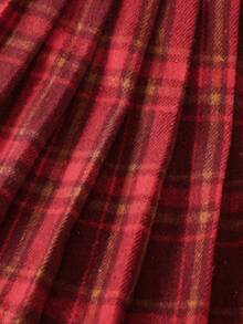 Genkimix Kids Young Girls Elegant Versatile Wool Blend Pleated Plaid Skirt, Suitable For Various Outfits, Autumn/Winter - Burgundy - View 7