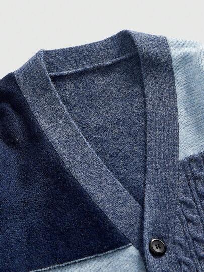 Street Life Men's Vintage Patchwork Cardigan Sweater