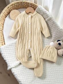SHEIN Bộ đồ liền thân dệt kim họa tiết hoa dây xoắn màu be dễ thương cho bé trai, mềm mại và thoải mái, thích hợp mặc hàng ngày, đi chơi, du lịch, nghỉ mát, ở nhà, nhà trẻ, mùa thu/đông, giáng sinh, trở lại trường, tiệc tùng, phối đồ - Màu Khaki - Xem 4