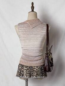 SHEIN Tall Áo len cổ cao, áo len thường ngày mùa xuân và mùa hè dành cho nữ - Màu Khaki - Xem 2
