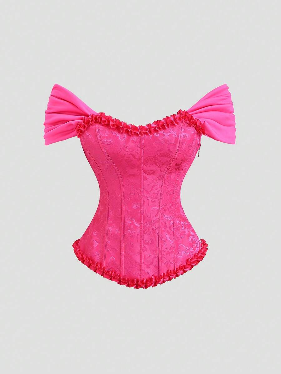 SHEIN Unity 女士优雅提花交叉后背吊带背心，夏季 - 玫紅色 - 查看 1