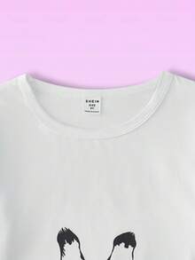 Cute Giraffe Print Young Girls Crew Neck Long Sleeve Comfortable Pajamas