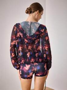 Menodora SHEIN Sport Giacca sportiva casual con chiusura lampo e stampa per donna - Viola - Visualizzare 2