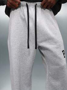 PLAYBOY X SUMWON Relaxed Fit Wide Leg Sweatpants With Drawstring Waist For Casual Streetwear Comfort - Light Grey - View 6