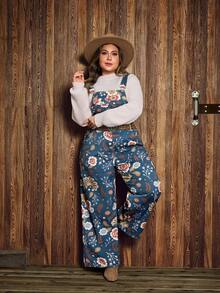 EMERY ROSE Quần yếm denim họa tiết phương Tây cổ điển cỡ lớn dành cho nữ - Nhiều màu - Xem 1
