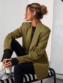 Aveloria Modichic Solid Color Fashionable Commuting OL Office Lady Design Suit Blazer  - Olive Green - View 3