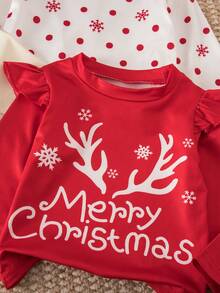 SHEIN 4pcs Merry Christmas Tree Pattern Baby Girls Fashion Tops, Colorful Print, Autumn/Winter - Multicolor - View 5