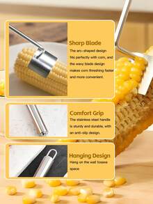 1Pc Stainless Steel Corn Cob Peeler With 6Pcs Stainless Steel Corn Holders, Multifunctional Vegetable Fruit Peeler, Creative Corn Peeler, Corn Fork BBQ Stainless Steel Corn Holders, Handheld Anti Scalding Corn Needle, Reusable Corn Cob Kernel Remover, Kitchen Gadget, Creative Kitchen Tools, Space Saving Design, Suitable For Hotels, Restaurants, Bulk Kitchenware And Tableware - Multicolor - View 9