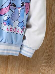 SHEIN Girls' Solid Color Zip-Up Jacket With Thermal Lining, Comfortable & Versatile Autumn/Winter Outerwear - Blue - View 6