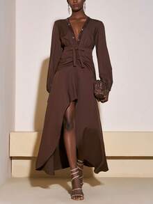 Zivah 2025 秋冬新款 音乐节、复活节、圣帕特里克节、西部风、游牧风、生日派对、毕业典礼、学院风、学生风、日常穿着、百搭、休闲、度假、邮轮旅行、海滩、时尚、网络流行、街头服饰、婚礼宾客波西米亚风、通勤、早午餐、机场、派对、假日郊游 - 棕色 - 查看 4