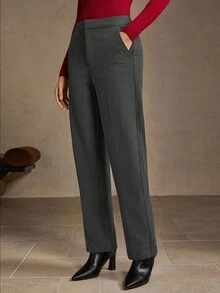 MOTF PREMIUM 纯色斜口袋锥形裤 - 灰色 - 查看 8