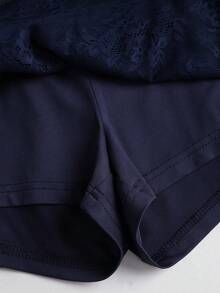 Sweetra Women's Romantic Elegant Solid Color Lace Skirt Shorts