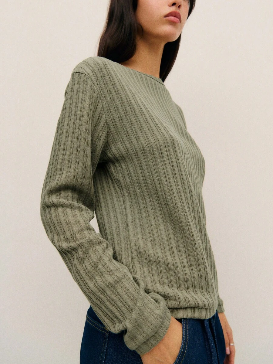 Nöista 这款优雅的绿色长袖罗纹上衣，后背饰有时尚的交叉设计，是春假期间女性的理想之选，无论优雅还是休闲造型，都能增添精致感。无论是生日、毕业典礼还是日常穿着，都是绝佳选择。 - 綠色 - 查看 1