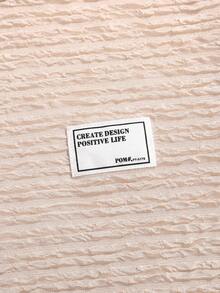 少女宽松休闲简约舒适优雅圆领长袖褶裥不对称下摆拼接斜线开衩连衣裙 - 杏色 - 查看 2