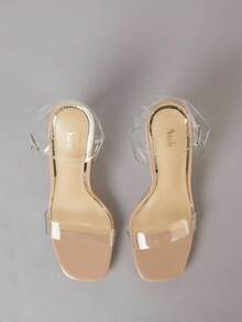 CUCCOO SZL 女士时尚透明凉鞋，透明粗跟踝带凉鞋，返校鞋，大学生鞋，圣诞节秋季新年假期 - 無色 - 查看 6