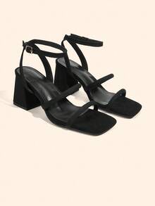 CUCCOO BASICS Women's Solid Color Open Toe High Heel Sandals Spring Shoes Spring Break Easter