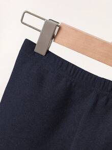 SHEIN Playful Pals 2 buc/set unisex pentru bebeluși/copii mici, casual, îngroșat, slim fit, mânecă lungă, guler rotund și pantaloni slim fit cu talie elastică, potrivit pentru primăvară, toamnă și iarnă, pentru acasă, în aer liber și pentru școală - Albastru marin - Vizualizare 6